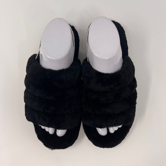 UGG Black Sherpa Fluff Yeah Platform Slide Sandal Slippers Size 6 Women's - Picture 5 of 12